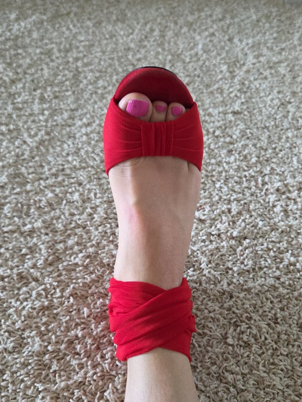 Anne Michelle Red High Heel Ankle-Strap Sandals